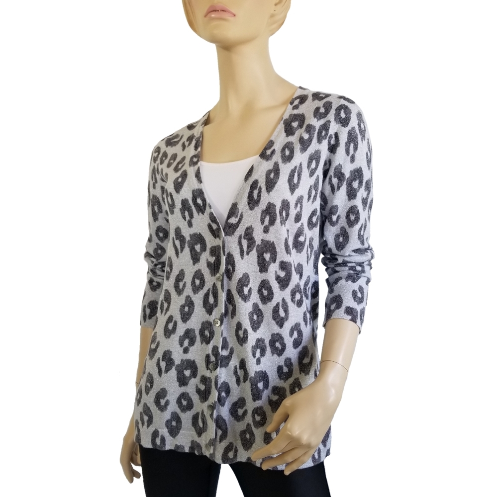 Old Navy Grey Animal Print Cardigan